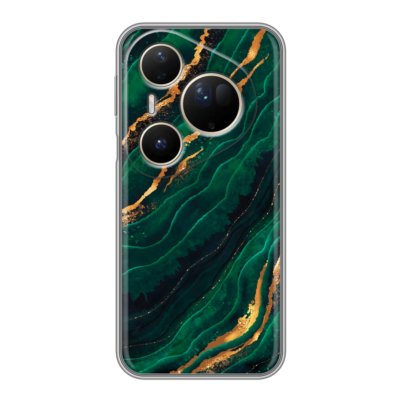 Силиконовый чехол на Huawei Pura 80 Ultra с принтом Мрамор зеленое золото Силиконовый чехол на Huawei Pura 80 Ultra с принтом Мрамор зеленое золото