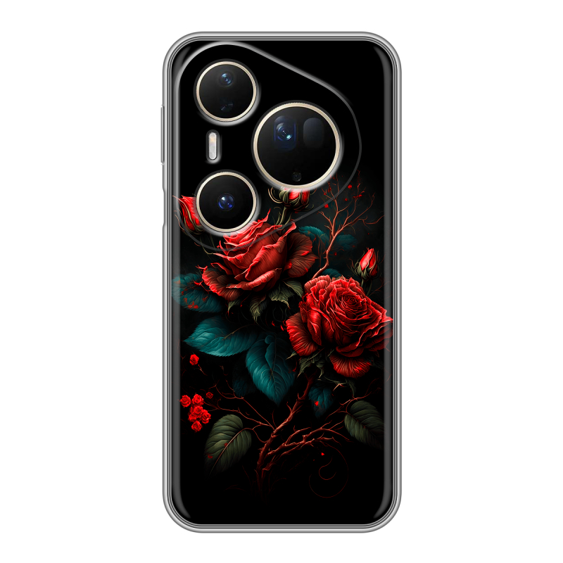 Силиконовый чехол на Huawei Pura 80 Ultra с принтом Розы красные Силиконовый чехол на Huawei Pura 80 Ultra с принтом Розы красные