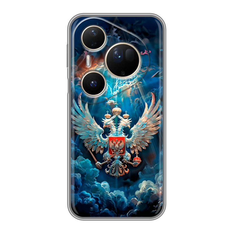 Силиконовый чехол на Huawei Pura 80 Ultra с принтом Герб флаг России Силиконовый чехол на Huawei Pura 80 Ultra с принтом Герб флаг России