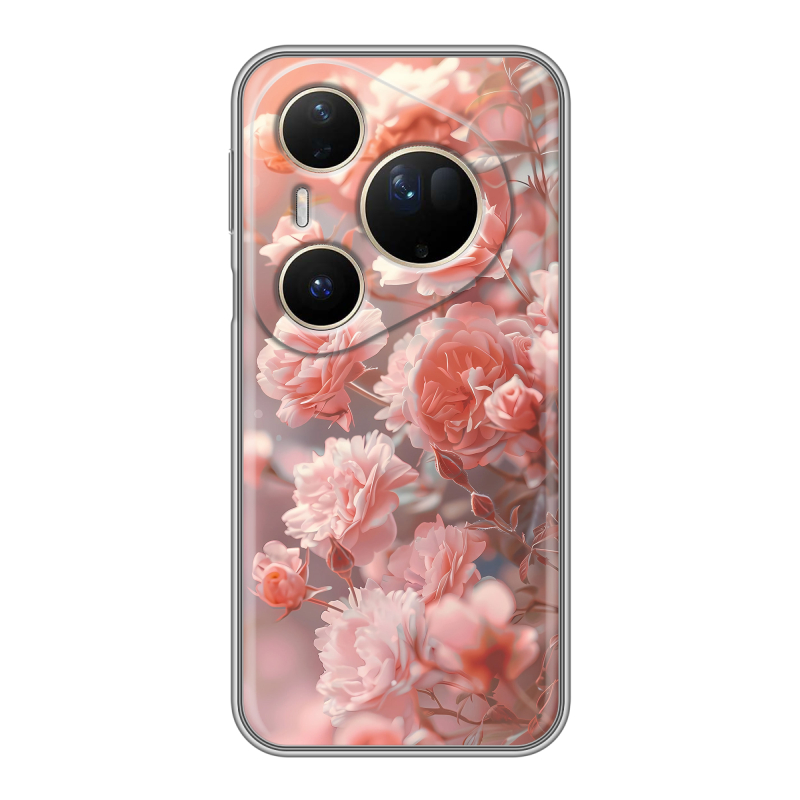 Силиконовый чехол на Huawei Pura 80 Ultra с принтом Розовые розы Силиконовый чехол на Huawei Pura 80 Ultra с принтом Розовые розы
