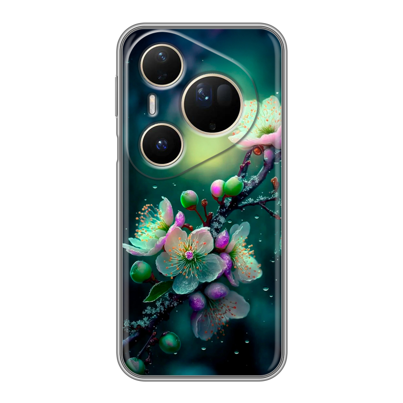 Силиконовый чехол на Huawei Pura 80 Ultra с принтом Цветы и мрамор Силиконовый чехол на Huawei Pura 80 Ultra с принтом Цветы и мрамор