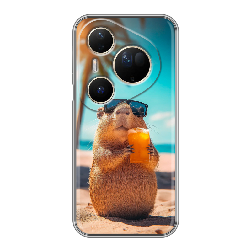 Силиконовый чехол на Huawei Pura 80 Ultra с принтом Капибара Силиконовый чехол на Huawei Pura 80 Ultra с принтом Капибара