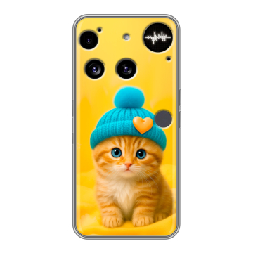 Силиконовый чехол на Nothing Phone (3) с принтом Котенок в шапке Силиконовый чехол на Nothing Phone (3) с принтом Котенок в шапке