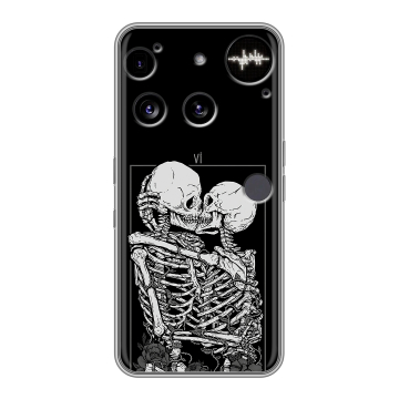 Силиконовый чехол на Nothing Phone (3) с принтом Поцелуй скелетов