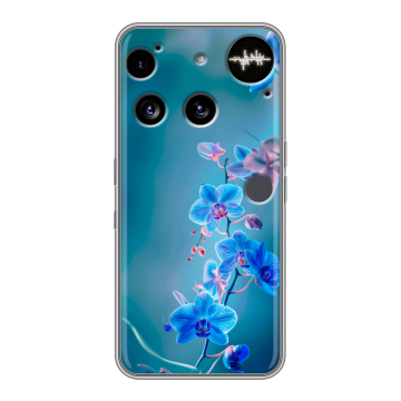 Силиконовый чехол на Nothing Phone (3) с принтом Голубые цветы Силиконовый чехол на Nothing Phone (3) с принтом Голубые цветы