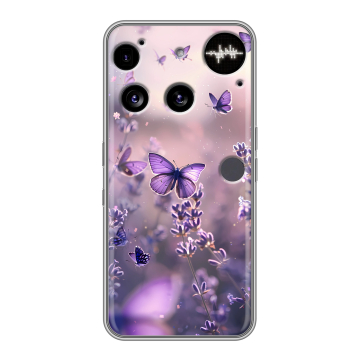 Силиконовый чехол на Nothing Phone (3) с принтом бабочки и лаванда