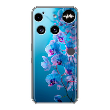 Силиконовый чехол на Nothing Phone (3) с принтом голубые орхидеи Силиконовый чехол на Nothing Phone (3) с принтом голубые орхидеи