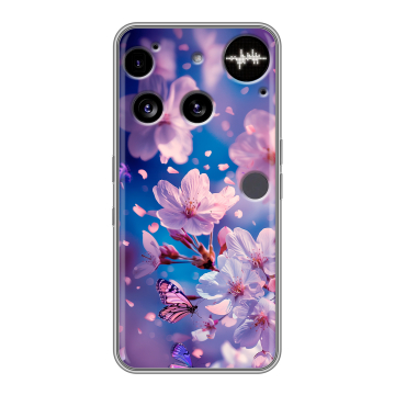 Силиконовый чехол на Nothing Phone (3) с принтом цветы бабочки