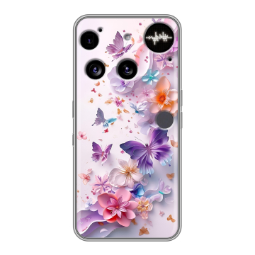 Силиконовый чехол на Nothing Phone (3) с принтом цветы бабочки Силиконовый чехол на Nothing Phone (3) с принтом цветы бабочки