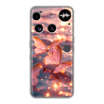 Силиконовый чехол на Nothing Phone (3) с принтом бабочки розовые