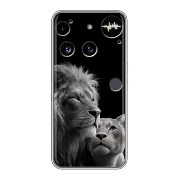 Силиконовый чехол на Nothing Phone (3) с принтом Лев кошки