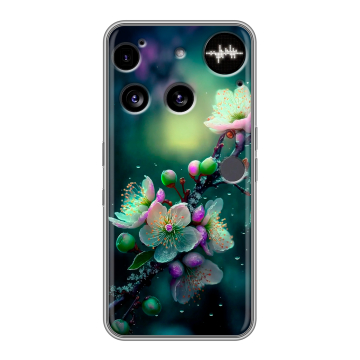 Силиконовый чехол на Nothing Phone (3) с принтом Цветы и мрамор Силиконовый чехол на Nothing Phone (3) с принтом Цветы и мрамор