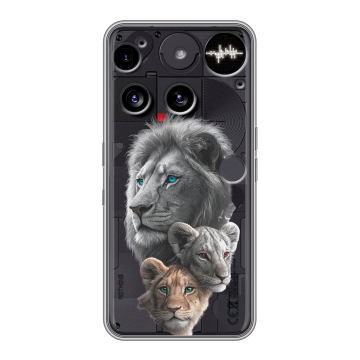 Силиконовый чехол на Nothing Phone (3) с принтом Львы