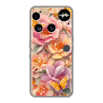 Силиконовый чехол на Nothing Phone (3) с принтом Цветы и бабочки