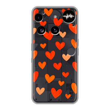 Силиконовый чехол на Nothing Phone (3) с принтом Сердечки