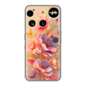 Силиконовый чехол на Nothing Phone (3) с принтом Цветы и бабочки Силиконовый чехол на Nothing Phone (3) с принтом Цветы и бабочки