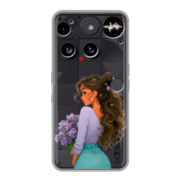 Силиконовый чехол на Nothing Phone (3) с принтом девушка цветы Силиконовый чехол на Nothing Phone (3) с принтом девушка цветы