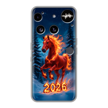 Силиконовый чехол на Nothing Phone (3) с принтом Новый год коня Силиконовый чехол на Nothing Phone (3) с принтом Новый год коня