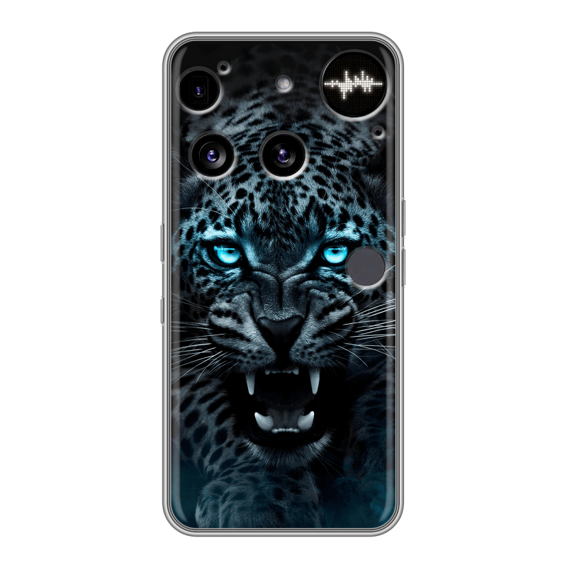 Силиконовый чехол на Nothing Phone (3) с принтом Темный леопард Силиконовый чехол на Nothing Phone (3) с принтом Темный леопард