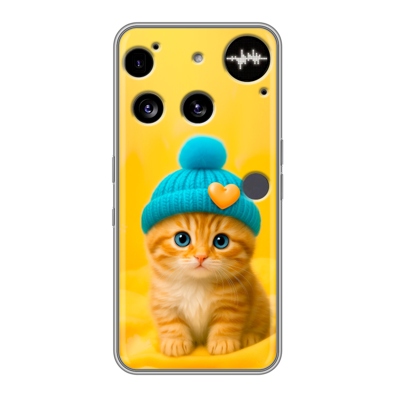 Силиконовый чехол на Nothing Phone (3) с принтом Котенок в шапке Силиконовый чехол на Nothing Phone (3) с принтом Котенок в шапке