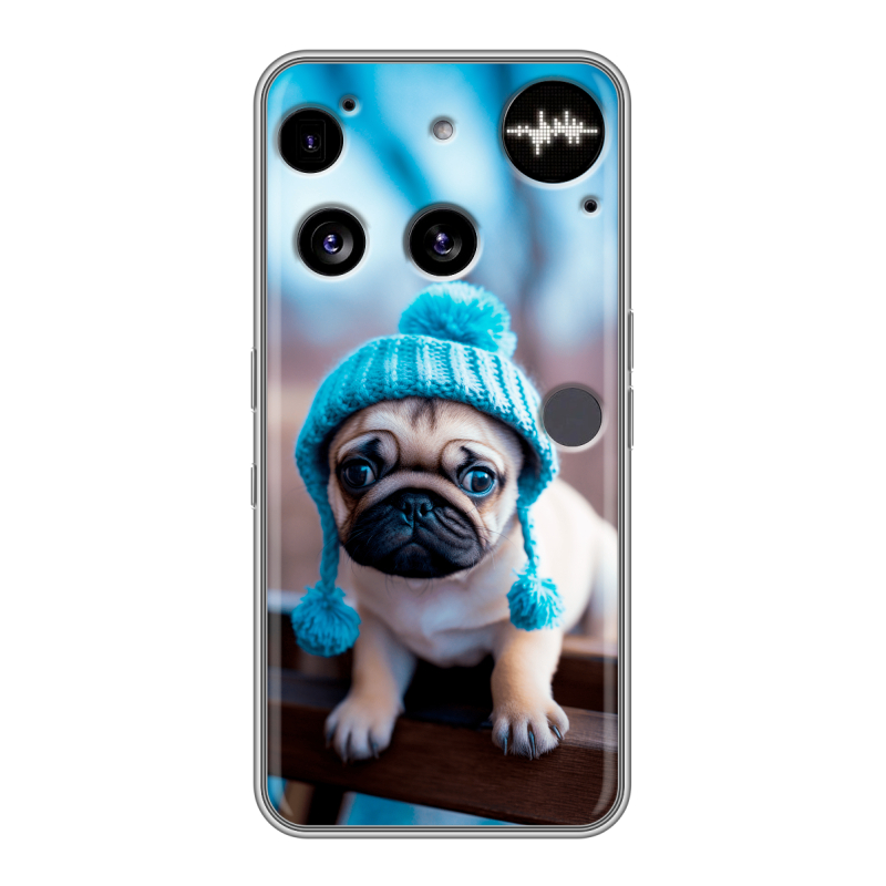 Силиконовый чехол на Nothing Phone (3) с принтом Мопс в шапке Силиконовый чехол на Nothing Phone (3) с принтом Мопс в шапке