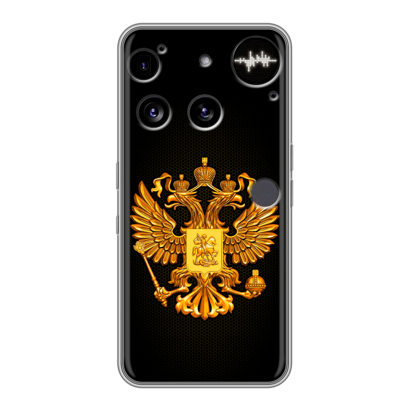 Силиконовый чехол на Nothing Phone (3) с принтом Герб России желтый Силиконовый чехол на Nothing Phone (3) с принтом Герб России желтый