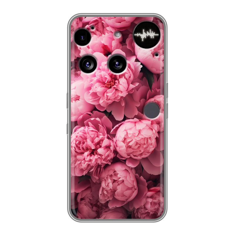 Силиконовый чехол на Nothing Phone (3) с принтом цветы пионы Силиконовый чехол на Nothing Phone (3) с принтом цветы пионы