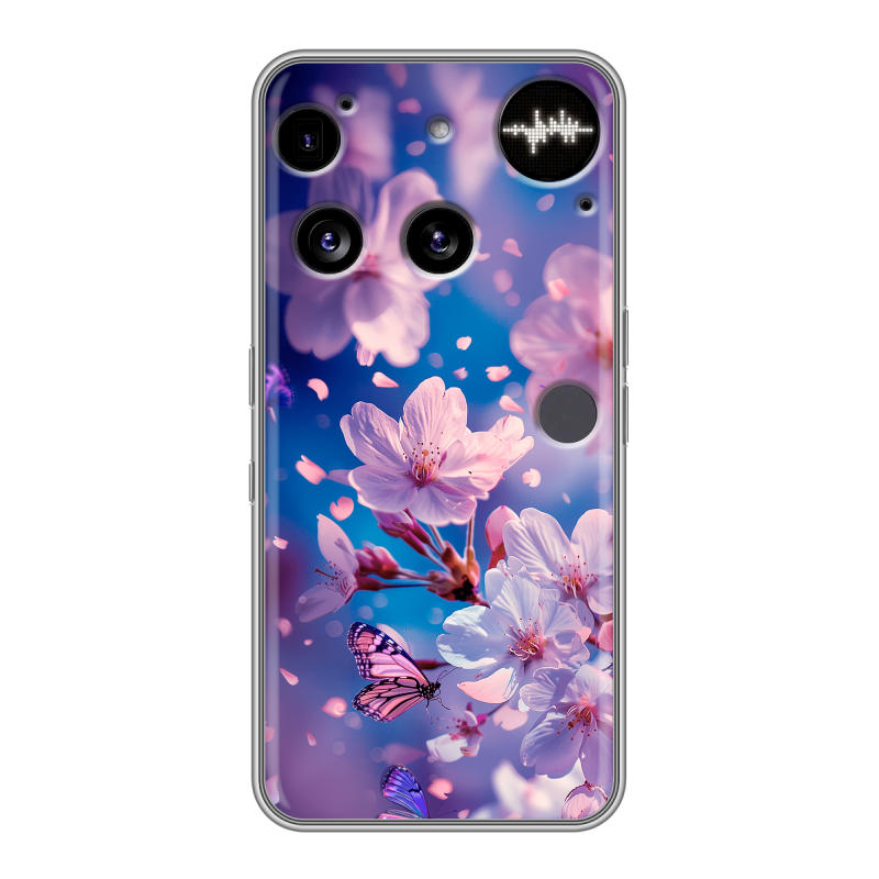 Силиконовый чехол на Nothing Phone (3) с принтом цветы бабочки Силиконовый чехол на Nothing Phone (3) с принтом цветы бабочки