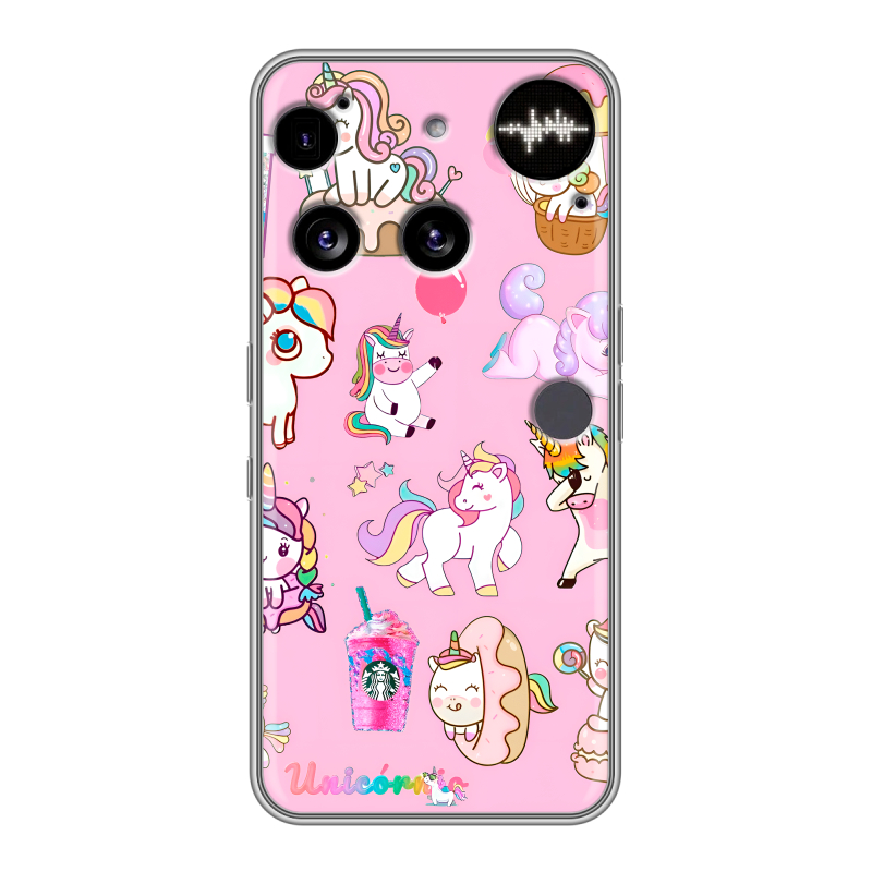 Силиконовый чехол на Nothing Phone (3) с принтом розовые единороги Силиконовый чехол на Nothing Phone (3) с принтом розовые единороги