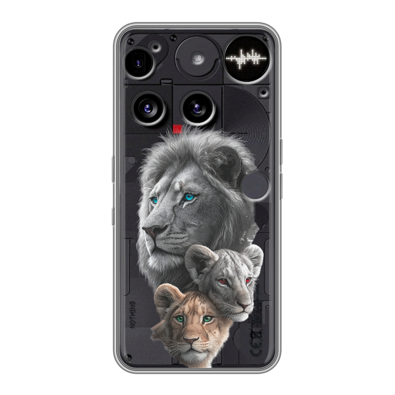 Силиконовый чехол на Nothing Phone (3) с принтом Львы Силиконовый чехол на Nothing Phone (3) с принтом Львы