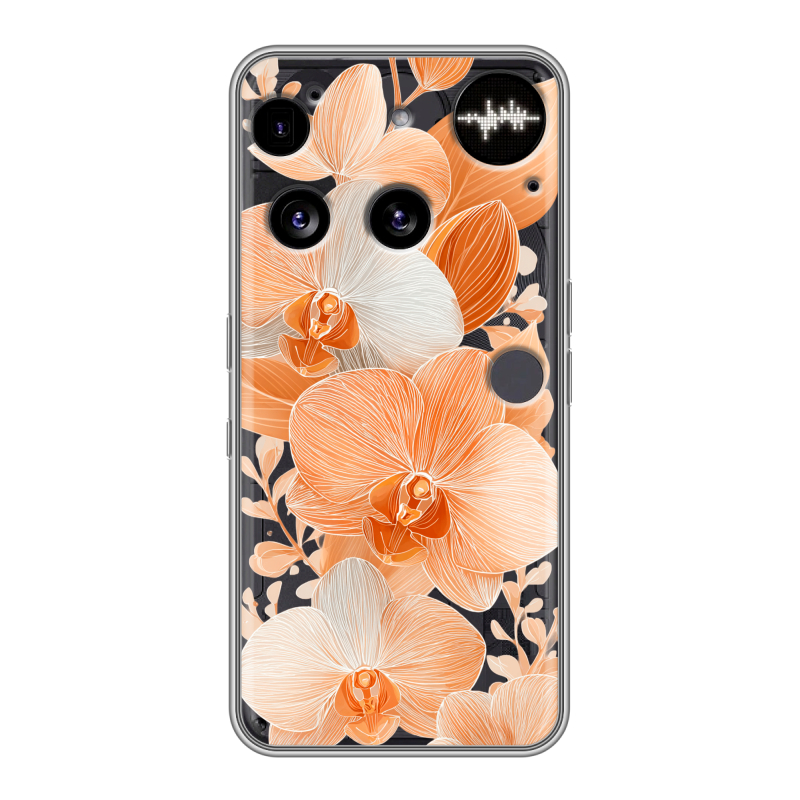Силиконовый чехол на Nothing Phone (3) с принтом Бежевые цветы Силиконовый чехол на Nothing Phone (3) с принтом Бежевые цветы