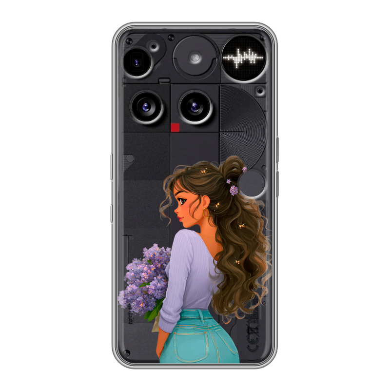Силиконовый чехол на Nothing Phone (3) с принтом девушка цветы Силиконовый чехол на Nothing Phone (3) с принтом девушка цветы