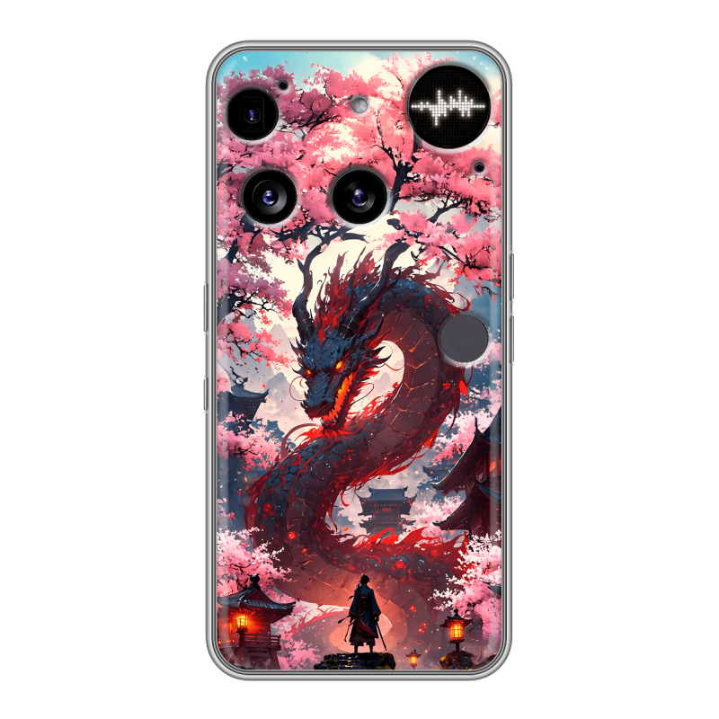 Силиконовый чехол на Nothing Phone (3) с принтом Дракон Японский Силиконовый чехол на Nothing Phone (3) с принтом Дракон Японский