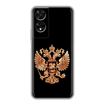 Силиконовый чехол на TCL 505 с принтом Герб России золотой