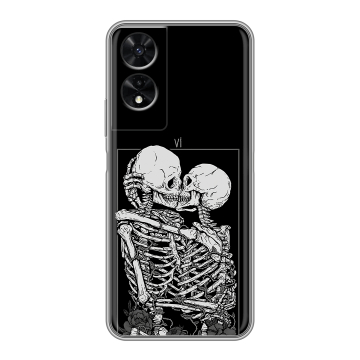 Силиконовый чехол на TCL 505 с принтом Поцелуй скелетов Силиконовый чехол на TCL 505 с принтом Поцелуй скелетов