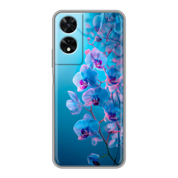Силиконовый чехол на TCL 505 с принтом голубые орхидеи Силиконовый чехол на TCL 505 с принтом голубые орхидеи