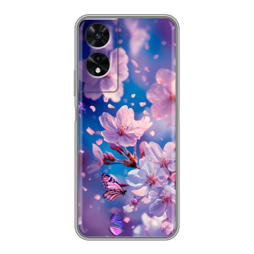 Силиконовый чехол на TCL 505 с принтом цветы бабочки Силиконовый чехол на TCL 505 с принтом цветы бабочки