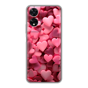 Силиконовый чехол на TCL 505 с принтом розовые сердечки Силиконовый чехол на TCL 505 с принтом розовые сердечки