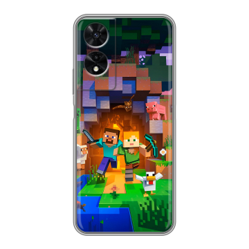 Силиконовый чехол на TCL 505 с принтом Майнкрафт Minecraft