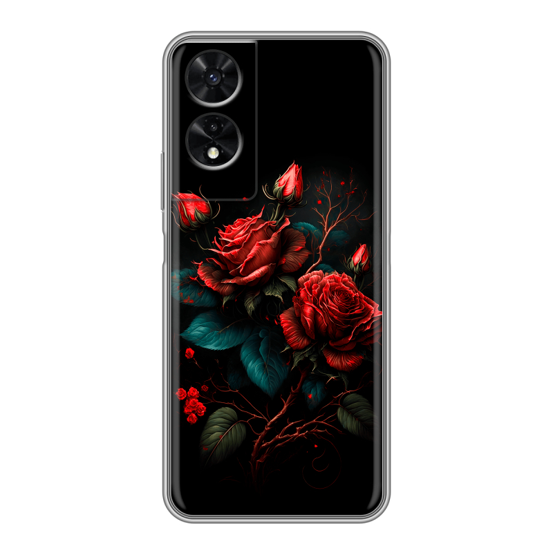 Силиконовый чехол на TCL 505 с принтом Розы красные Силиконовый чехол на TCL 505 с принтом Розы красные