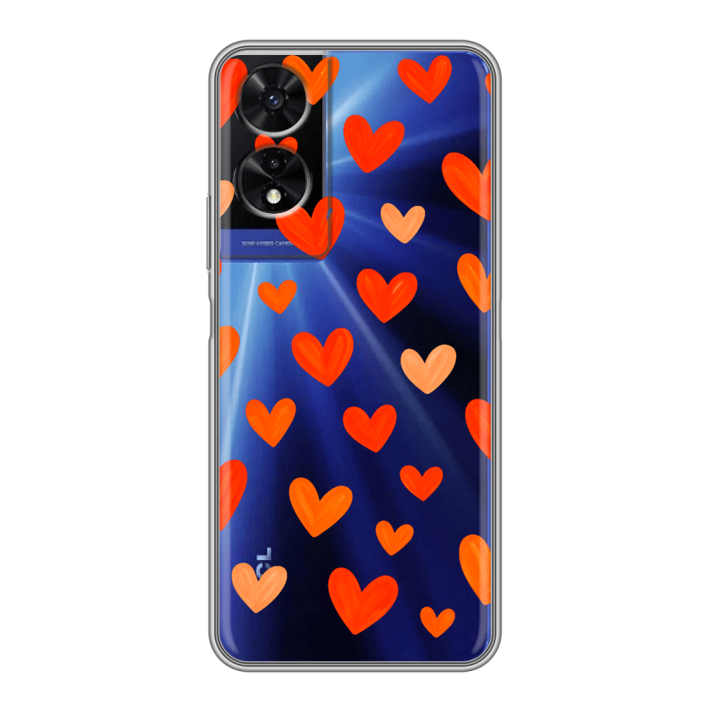 Силиконовый чехол на TCL 505 с принтом Сердечки Силиконовый чехол на TCL 505 с принтом Сердечки