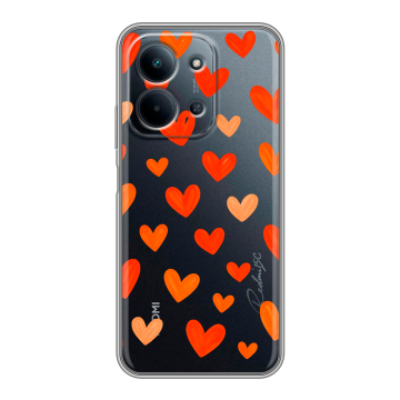 Силиконовый чехол на Redmi 15C с принтом Сердечки