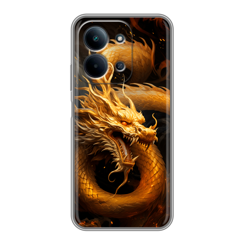 Силиконовый чехол на Redmi 15C с принтом Золотой дракон Силиконовый чехол на Redmi 15C с принтом Золотой дракон