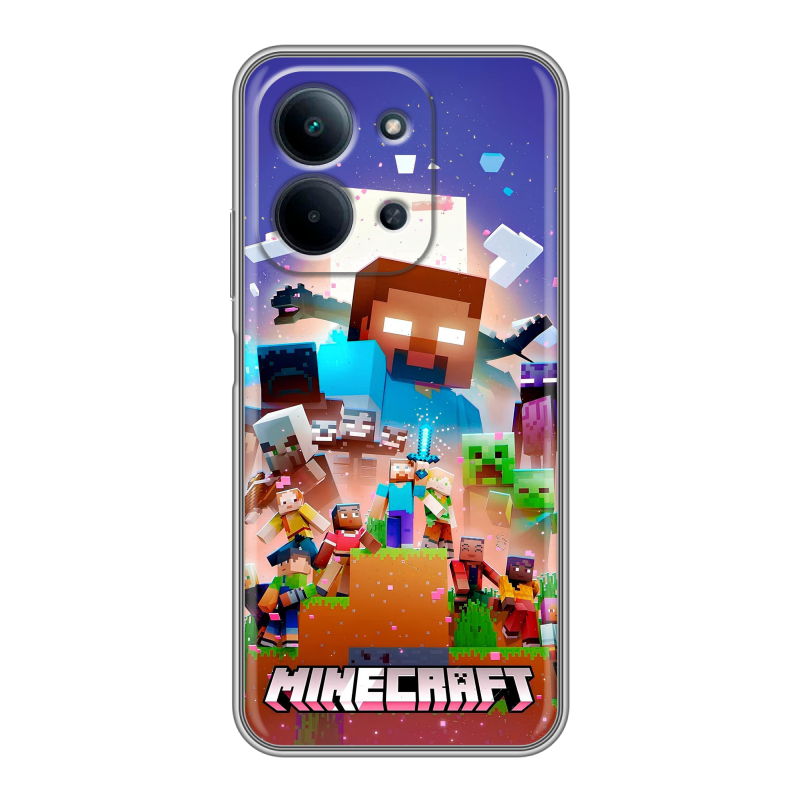 Силиконовый чехол на Redmi 15C с принтом Майнкрафт Minecraft Силиконовый чехол на Redmi 15C с принтом Майнкрафт Minecraft
