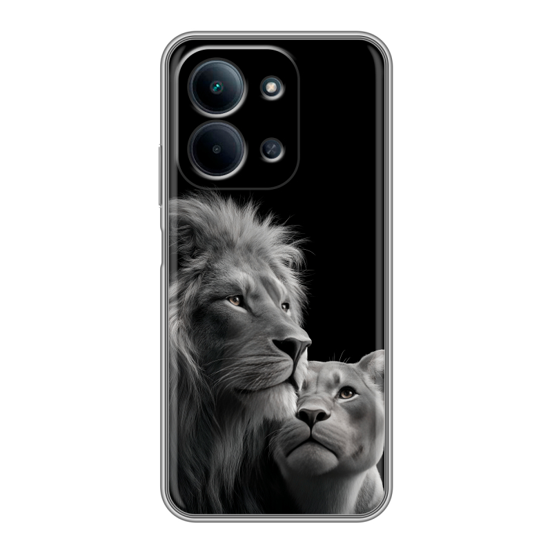 Силиконовый чехол на Redmi 15C с принтом Лев кошки Силиконовый чехол на Redmi 15C с принтом Лев кошки