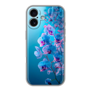 Силиконовый чехол на Iphone 17 с принтом голубые орхидеи Силиконовый чехол на Iphone 17 с принтом голубые орхидеи