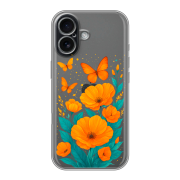 Силиконовый чехол на Iphone 17 с принтом цветы бабочки