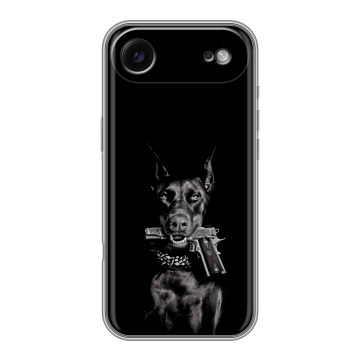 Силиконовый чехол на Iphone Air с принтом Доберман и пистолет Силиконовый чехол на Iphone Air с принтом Доберман и пистолет