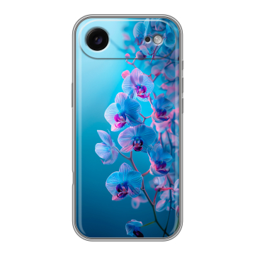 Силиконовый чехол на Iphone 17 Air с принтом голубые орхидеи Силиконовый чехол на Iphone 17 Air с принтом голубые орхидеи