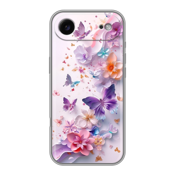 Силиконовый чехол на Iphone 17 Air с принтом цветы бабочки Силиконовый чехол на Iphone 17 Air с принтом цветы бабочки